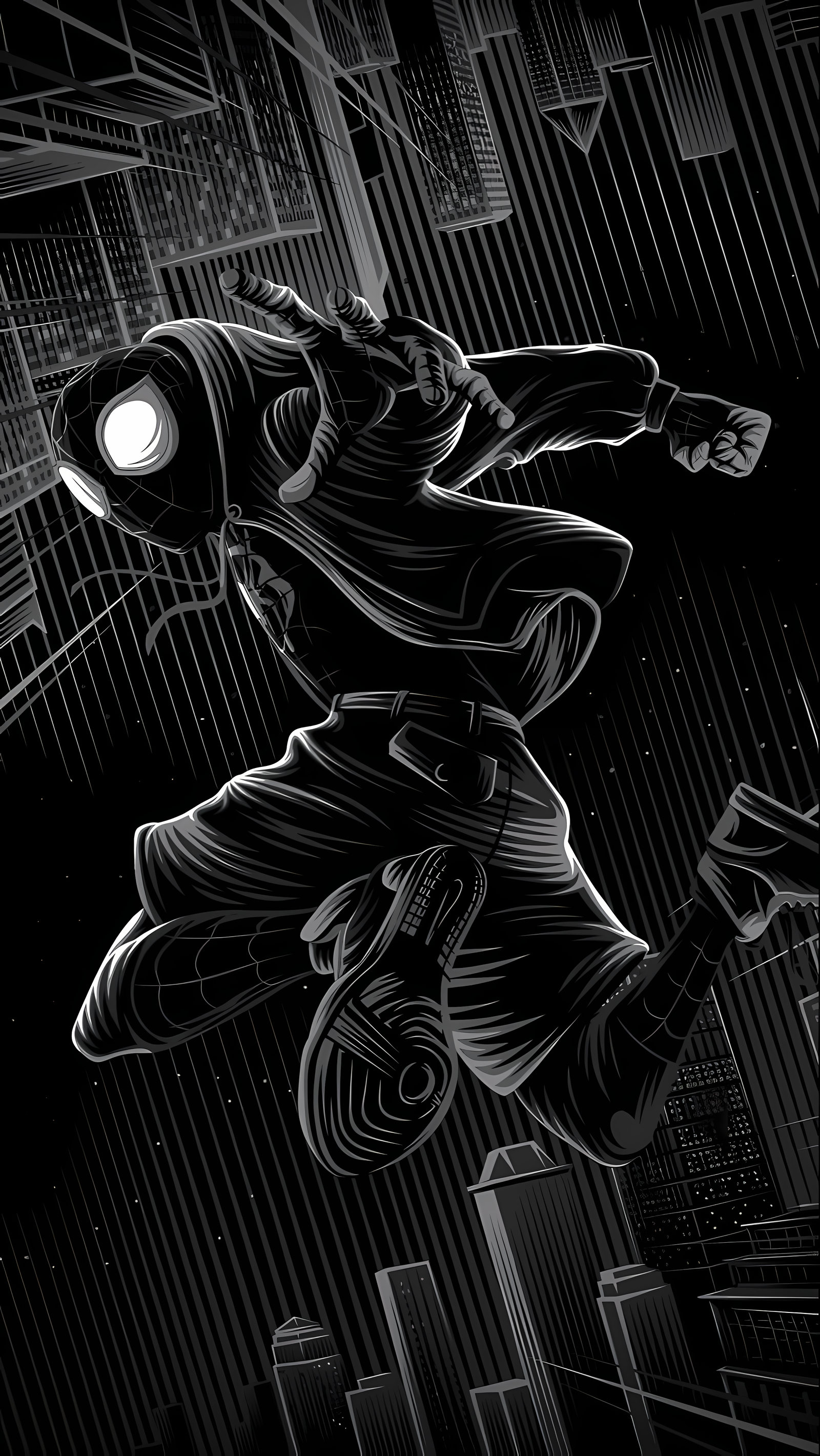 Miles Morales Spider‑Man Jump 4k Mobile Wallpaper